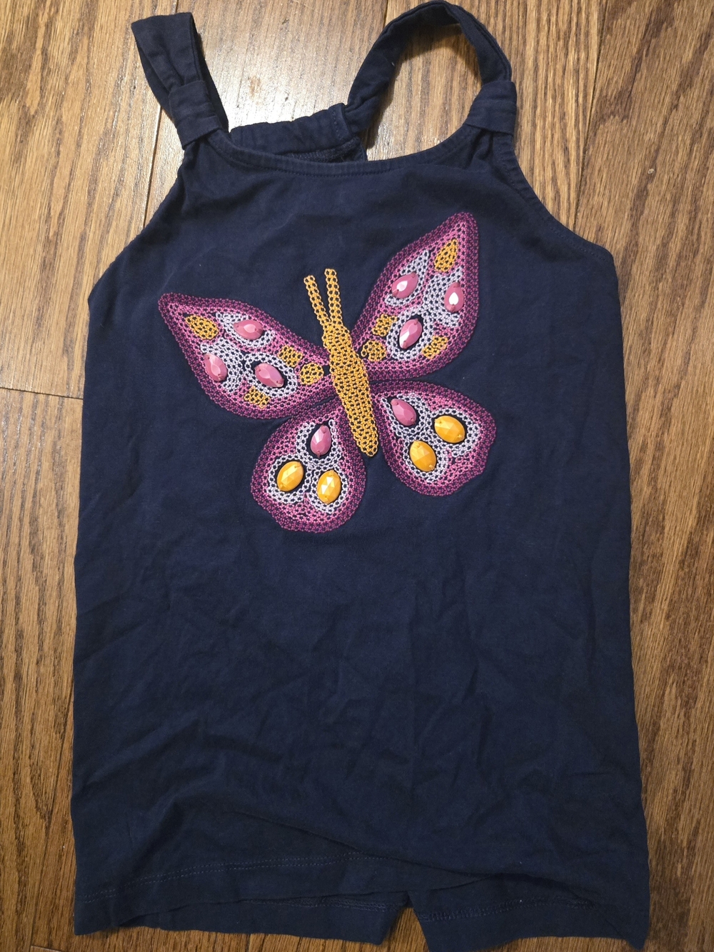 Gymboree Navy Tank Top with Pink & Yellow Butterfly